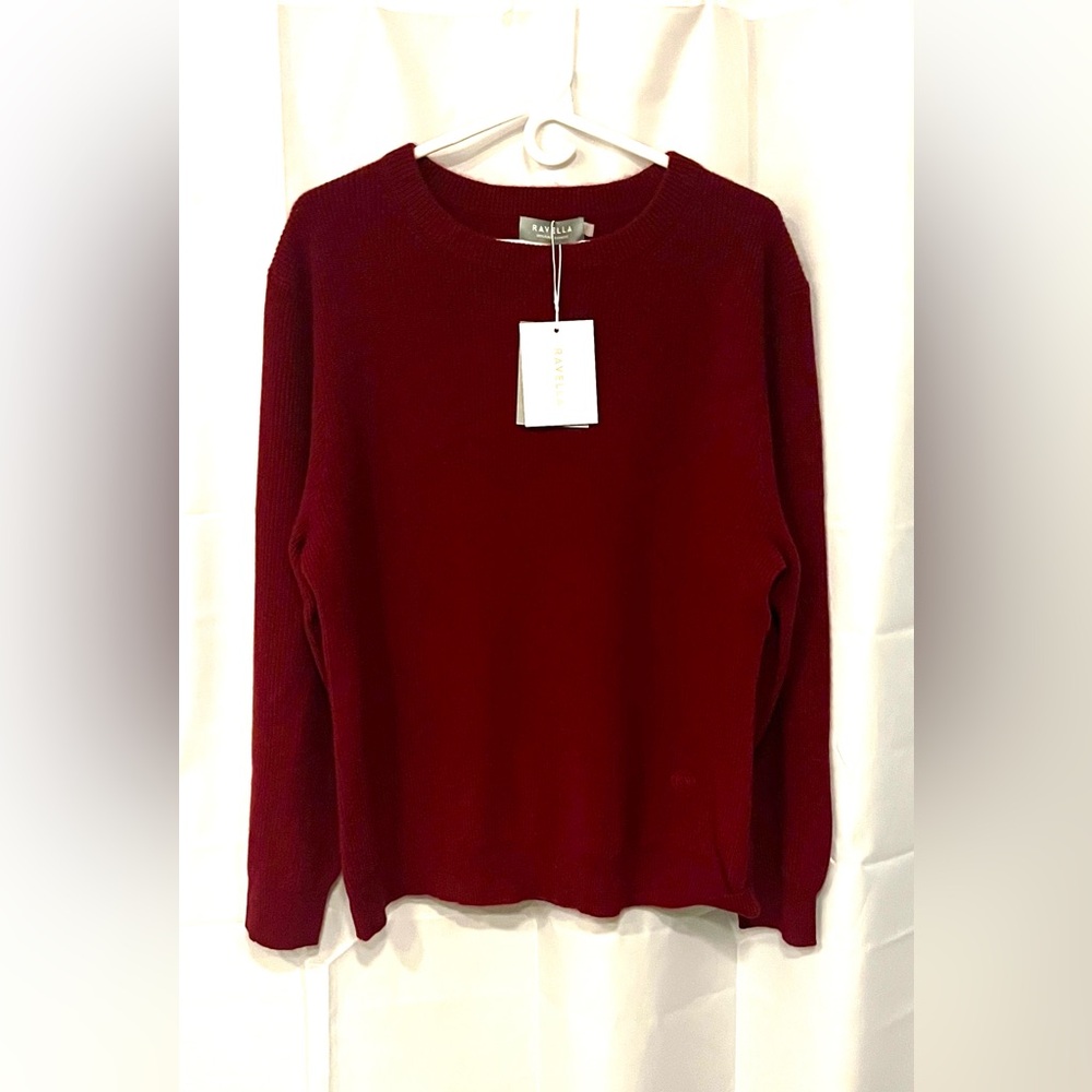 Ravella Women's Cashmere Burgundy Crew Neck Sweater